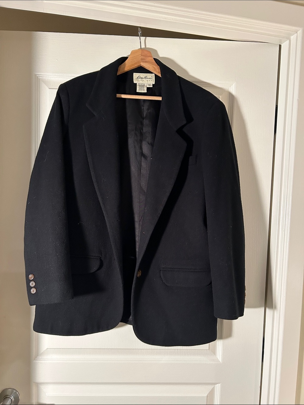 Eddie Bauer Vintage Oversized Black Single-Button Wool Blend Blazer